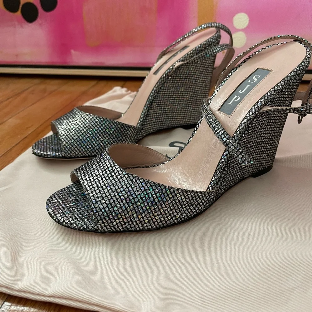 SJP (Sarah Jessica Parker) Glitter Wedge “Boca” Sandals (size 37.5) - Picture 2 of 14